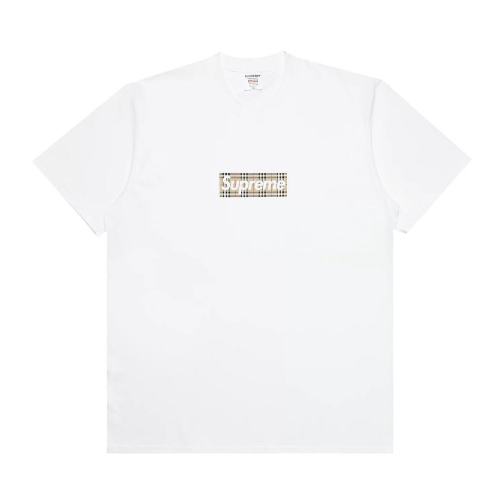 Supreme Burberry White Box Logo Tee Shirt Size Small